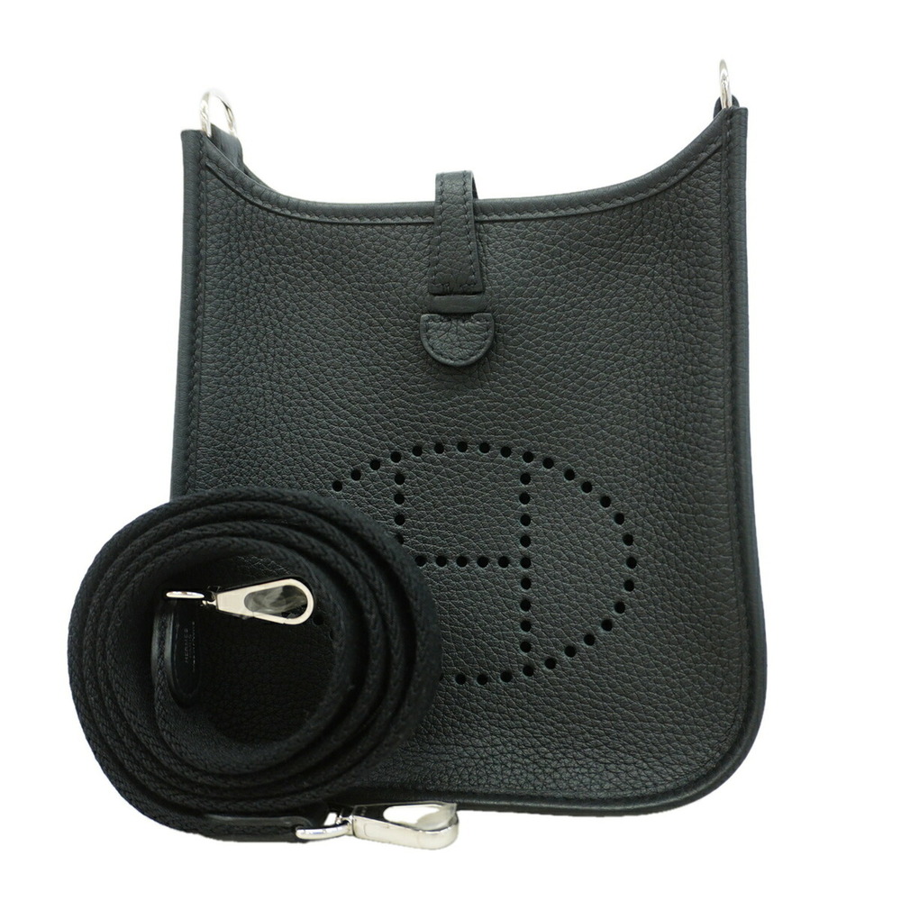 Hermes Evelyne TPM Shoulder Bag, Taurillon Clemence Leather, Black, G Stamp, ...
